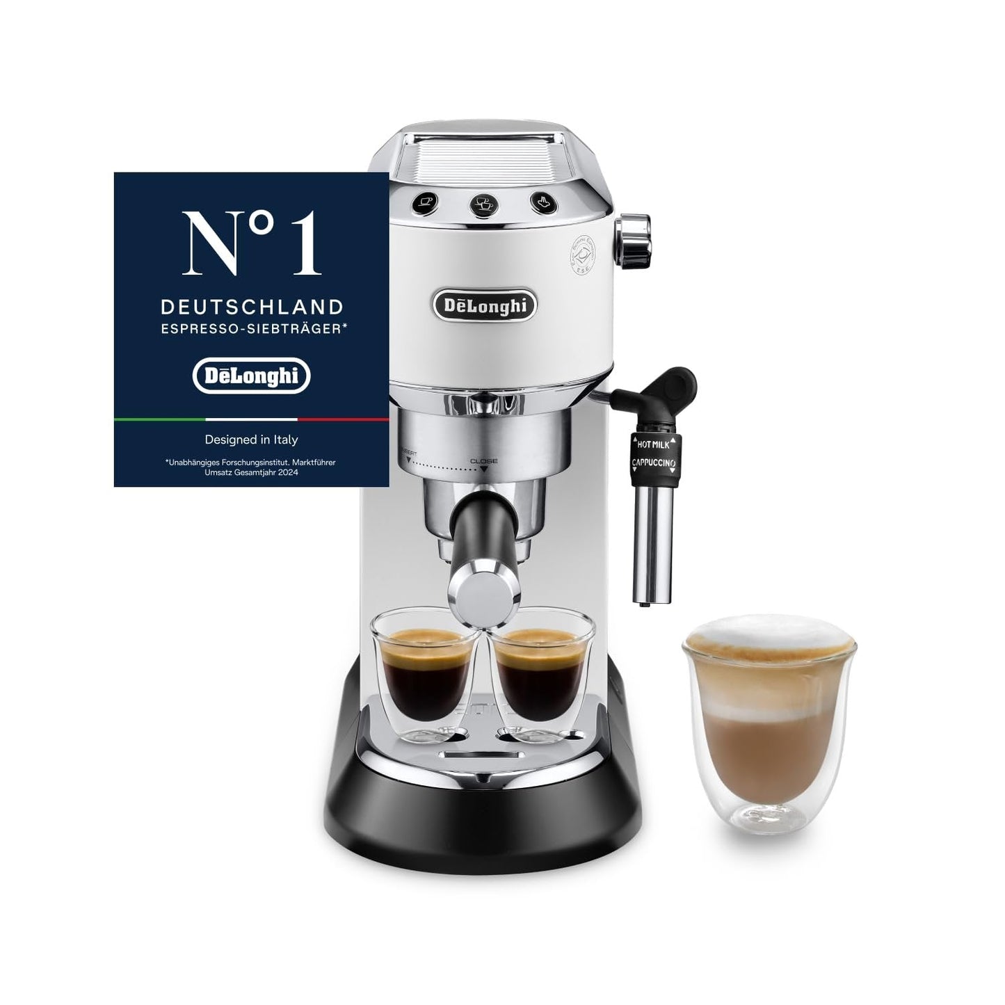 De’Longhi Dedica Style EC685.BK Siebträgermaschine | 15 cm | Milchdüse | Thermoblock | 15 Bar | Schwarz