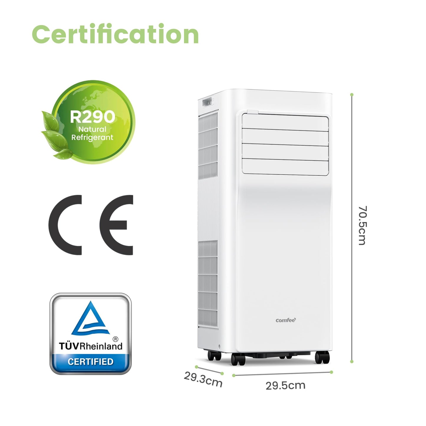 Comfee Mobiles Klimagerät Breezy Cool Pro 2.0,7000 BTU 2,0kW, Kühlen&Ventilieren&Entfeuchten,APP-Steuerung,Raumgröße bis 68m³(25㎡),Mobile Klimaanlage mit Abluftschlauch,