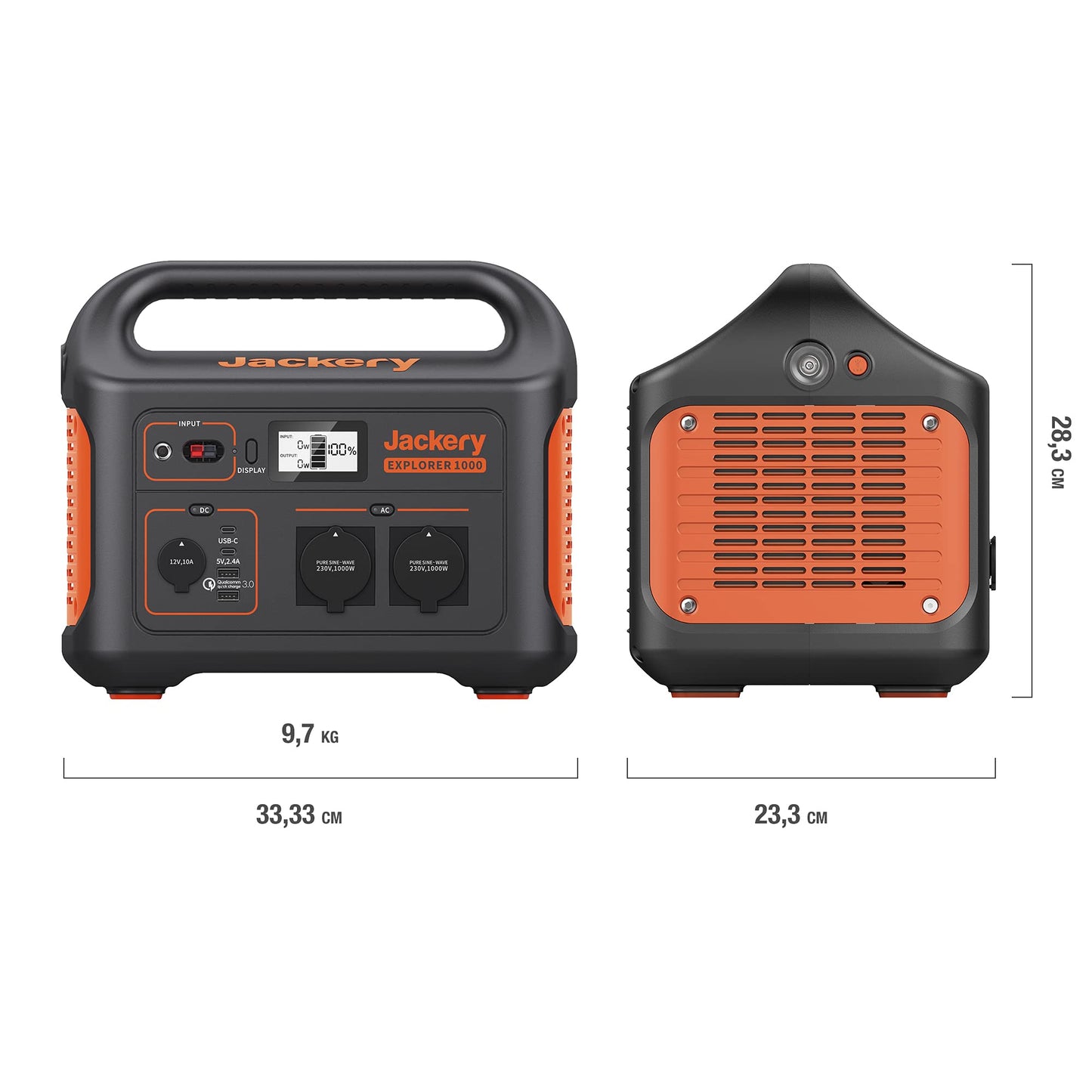 Jackery Explorer 1000, 1002Wh Tragbare Powerstation Mobiler Stromspeicher mit 230V/1000W (Spitze 2000 W) Steckdose, USB und QC, Mobile Stromversorgung für Outdoors