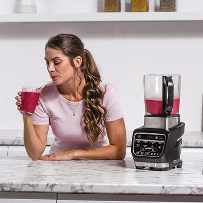 Ninja Foodi Mixer & Suppenbereiter, 10 Auto-iQ-Programme, 1,7L Glaskrug, heißer & kalter Mixer, integriertes Heizelement, Stampfer, Reinigungsprogramm & Bürste, 1000W, Schwarz HB150EU
