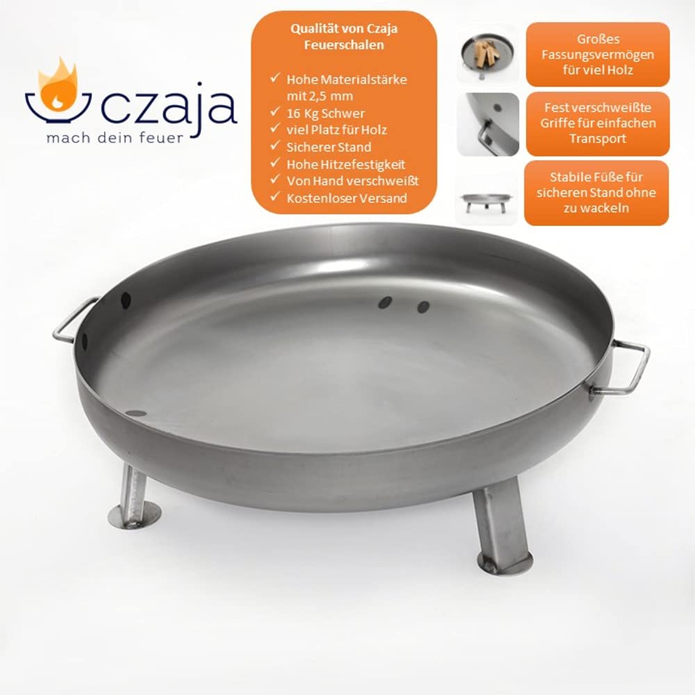 Czaja® Feuerschale Bonn Ø 80 cm - mit Wasserablaufbohrung - Feuerschalen für den Garten, Terrasse und Balkon, Feuertonne und Feuerkorb, große Feuerstelle für den Garten