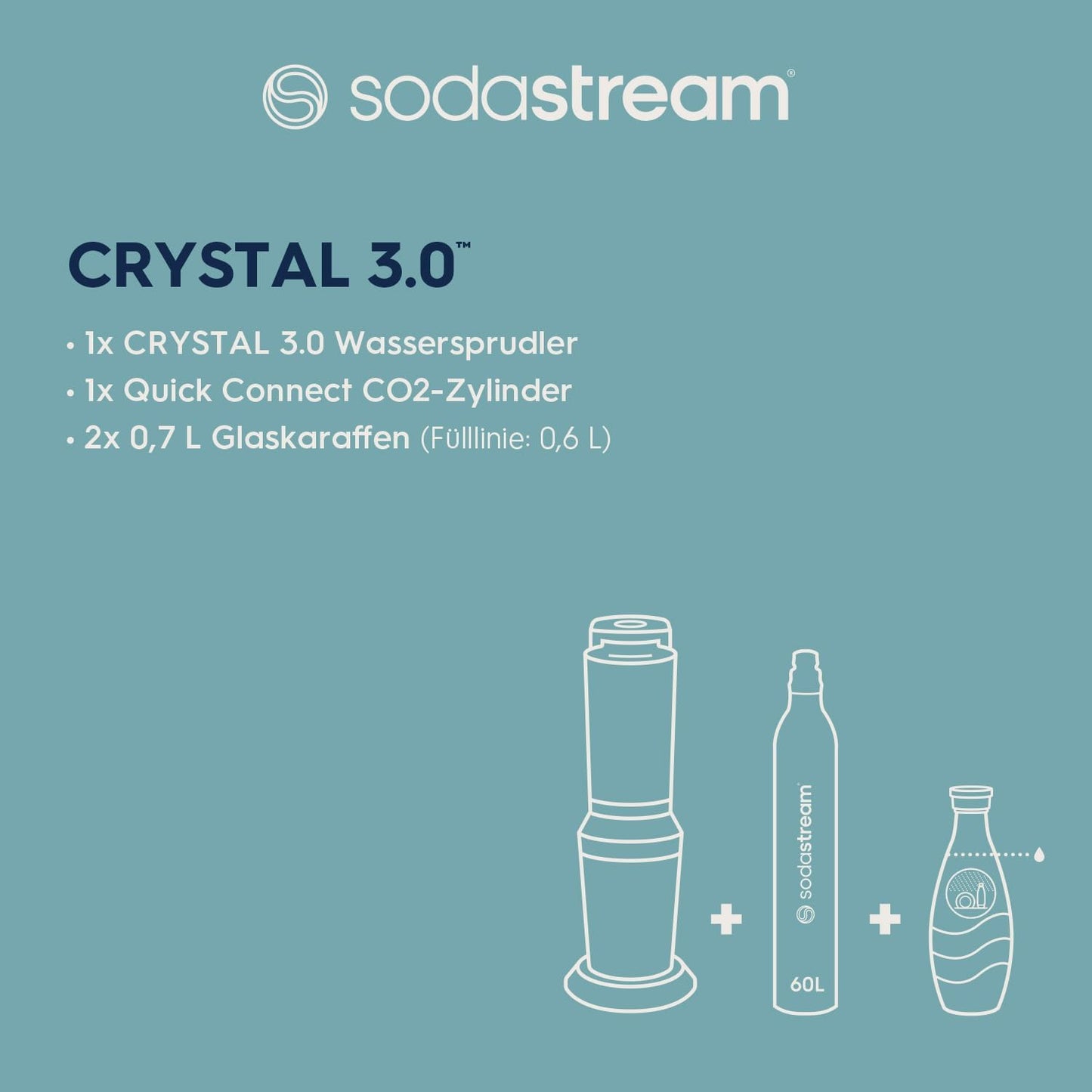 Sodastream Crystal 3.0 Wassercarbonator – Elegantes Design, Gläser inklusive, Umweltfreundlich