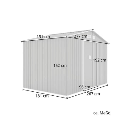 HATTORO S200 XXL Metall Gerätehaus 277x191x192cm Geräteschuppen Garten Schuppen Gartenhaus Satteldach (Anthrazit)