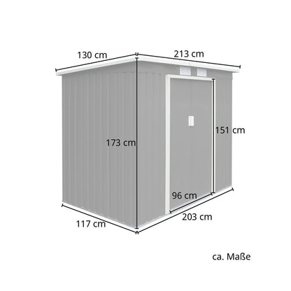 HATTORO P100 Metall Gerätehaus 213×130×173cm Geräteschuppen Schuppen Gartenhaus Outdoor (Hellgrau)