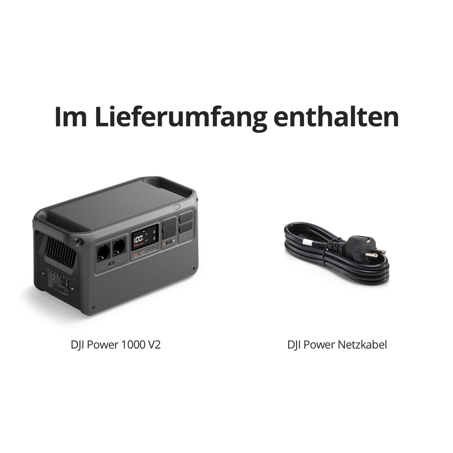 DJI Power 1000 V2 Tragbare Powerstation 1024Wh, 2600W Power Station Solar, LiFePO4 Akku, Kompakte Größe, Schnellladung in 37 Min. von 0% auf 80%, Elektrischer Generator für Camping/Zuhause/Wohnmobile