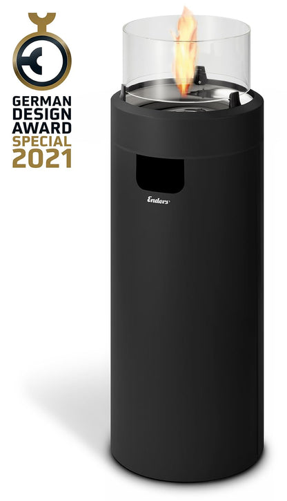 Enders Terrassenfeuer NOVA LED L BLACK, Gas Terrassenfeuer mit Ambientebeleuchtungen, ECO GREEN Brenner-Technologie und exzellentem Design, H102cm Ø 62cm, Schwarz #5601