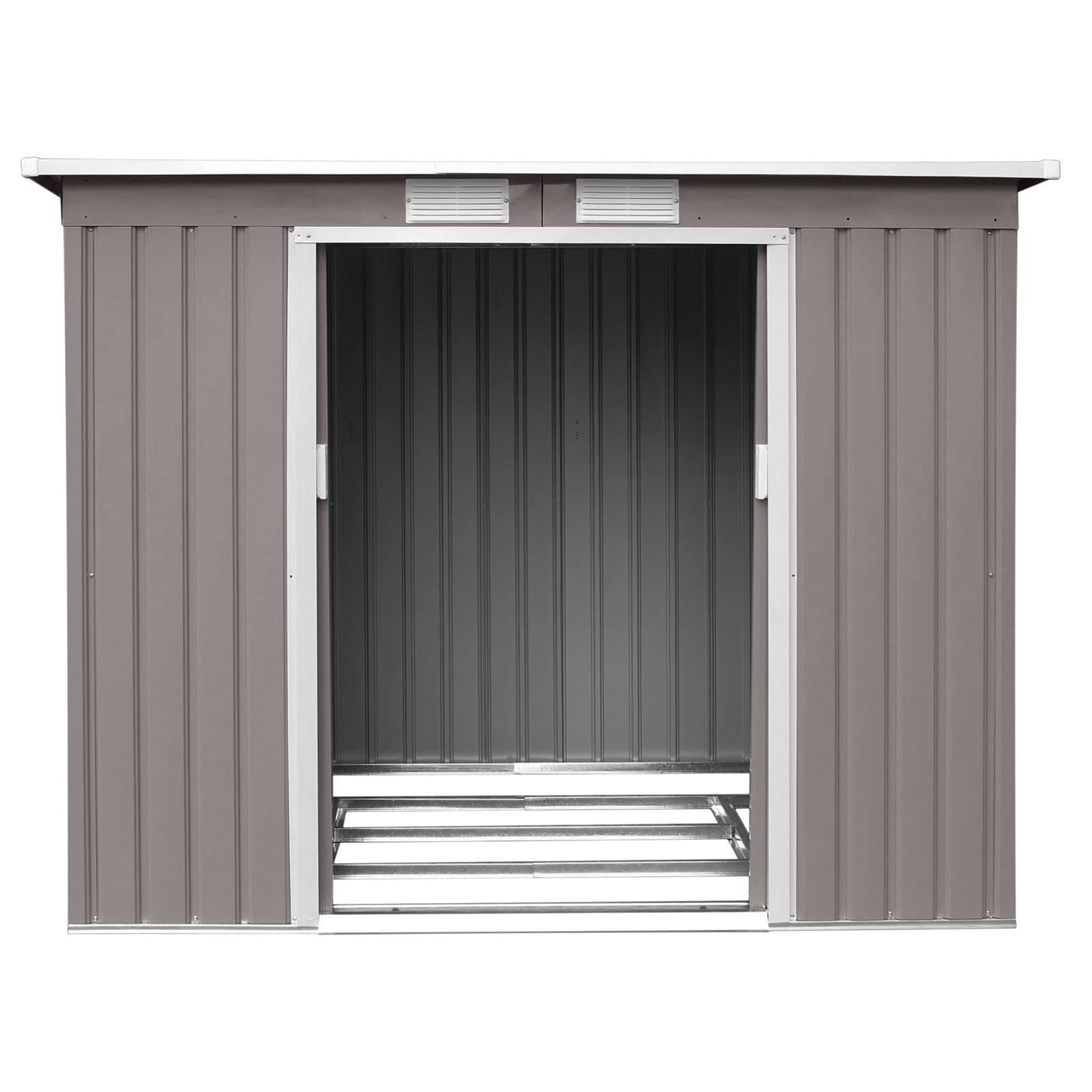 HATTORO P100 Metall Gerätehaus 213×130×173cm Geräteschuppen Schuppen Gartenhaus Outdoor (Hellgrau)