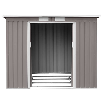 HATTORO P100 Metall Gerätehaus 213×130×173cm Geräteschuppen Schuppen Gartenhaus Outdoor (Hellgrau)