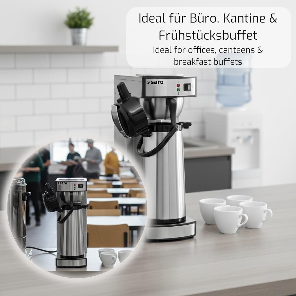 Saro 317-2085 Gastro-Kaffeemaschine mit Thermosflasche | 2,2 L | Edelstahl | ca. 10 Tassen