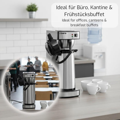 Saro 317-2085 Gastro-Kaffeemaschine mit Thermosflasche | 2,2 L | Edelstahl | ca. 10 Tassen