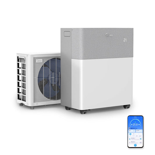 Midea Portasplit Mobile Wärmepumpe, Klimaanlage, Kühlen A++/Heizen A+, 12000 BTU 3, 5kW, für Räume bis zu 42 m² / 105 m³, nur 39 dB(A) im Silent-Modus