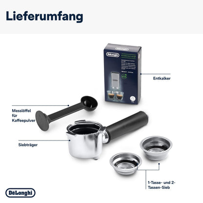 De'Longhi Dedica Style EC 685.B – Espresso Siebträgermaschine, Espressomaschine mit professionellem Milchaufschäumer, nur 15 cm breit, für Kaffeepulver oder ESE Pads, 1 l Wassertank, schwarz
