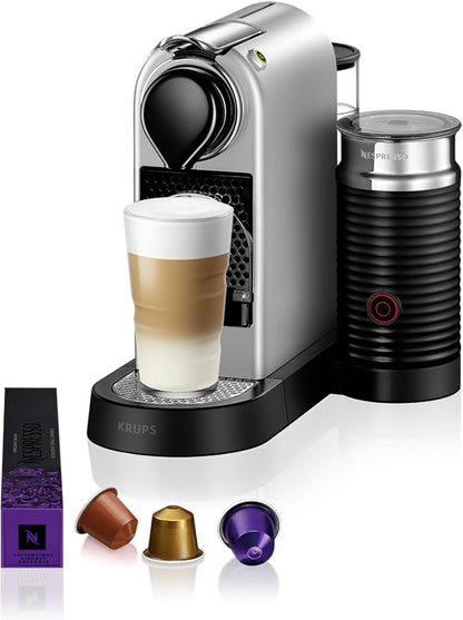 Nespresso Krups CitiZ&Milk XN761B Kapselmaschine | Aeroccino3 | 19 Bar | 1 L | Silber