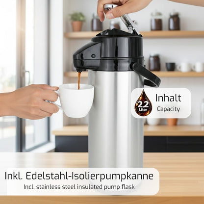 Saro 317-2085 Gastro-Kaffeemaschine mit Thermosflasche | 2,2 L | Edelstahl | ca. 10 Tassen