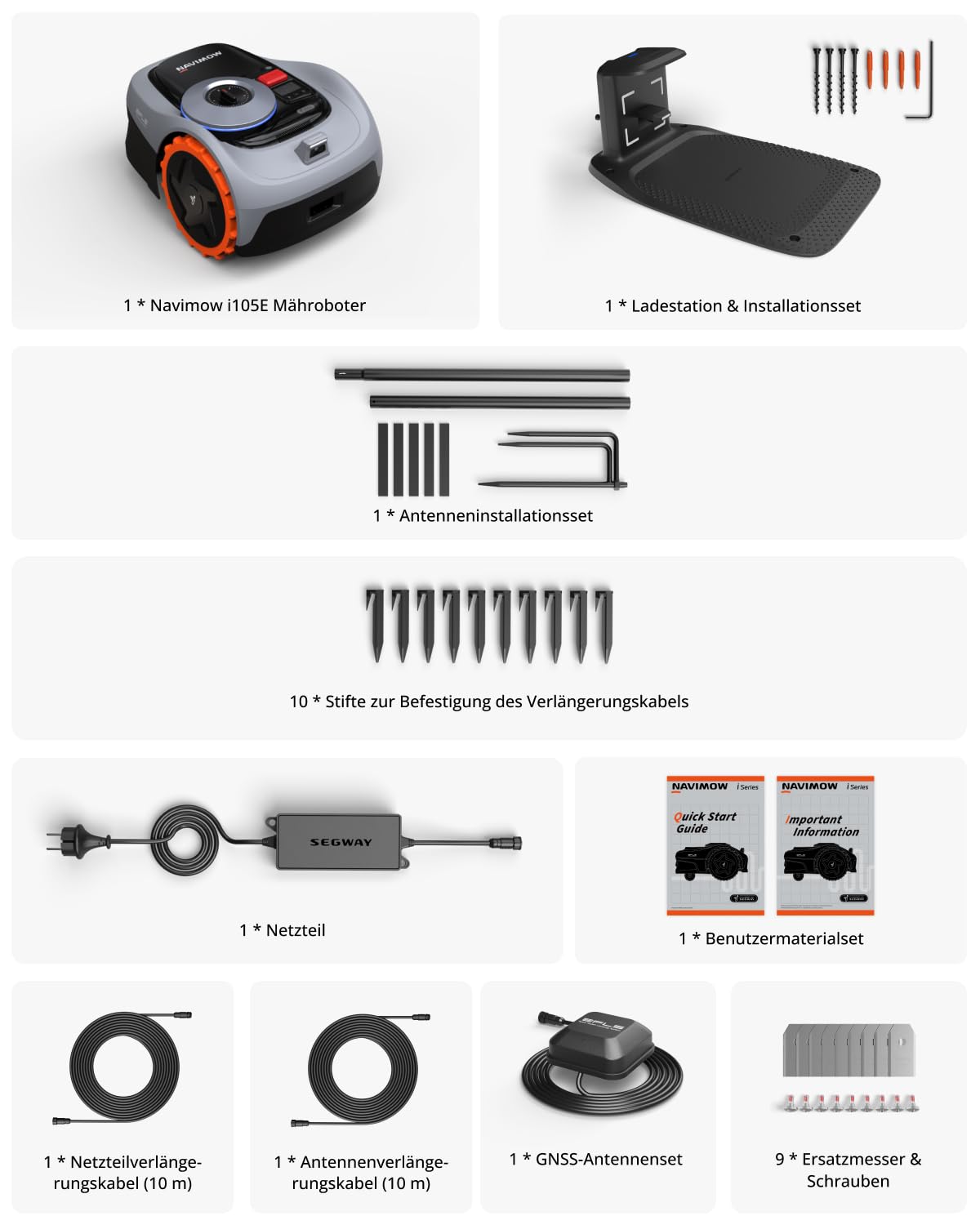 Navimow i105E Mähroboter ohne Begrenzungskabel, Empf. 500 m², Max. 600 m², RTK+Vision Rasenmäher Roboter Testsieger, Igelschutz Rasenroboter, KI Auto Kartierung