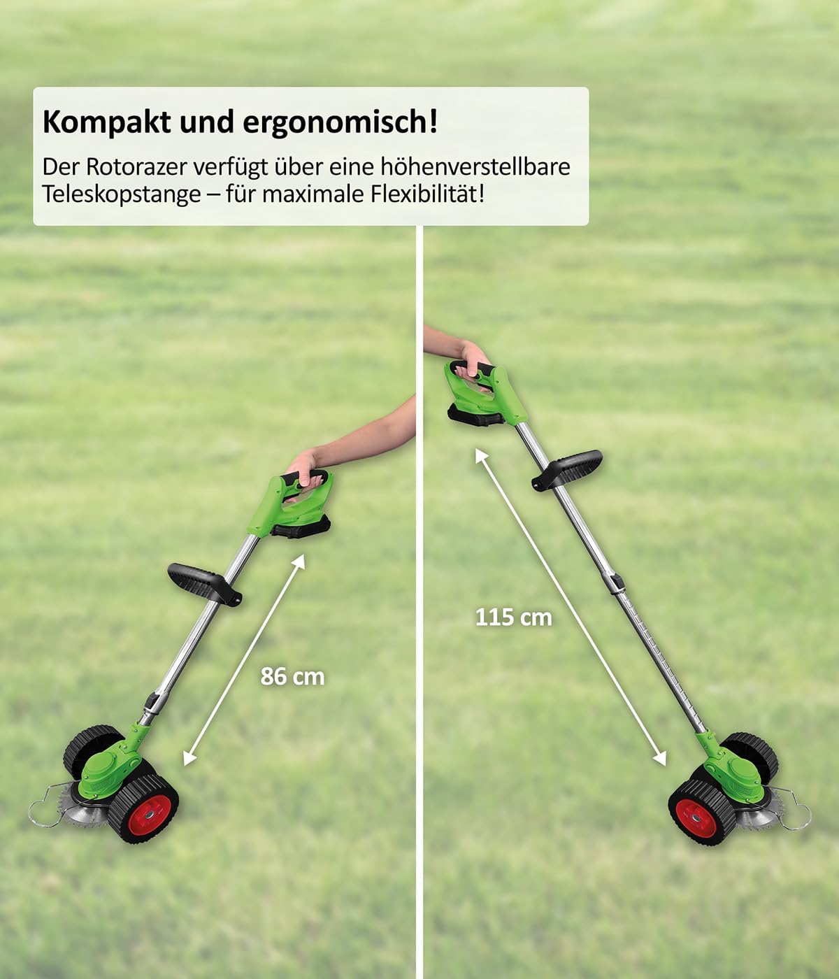 Genius 8-in-1 Gartengerät – Vielseitiges Akku-Tool für Rasen, Hecken und Bäume
