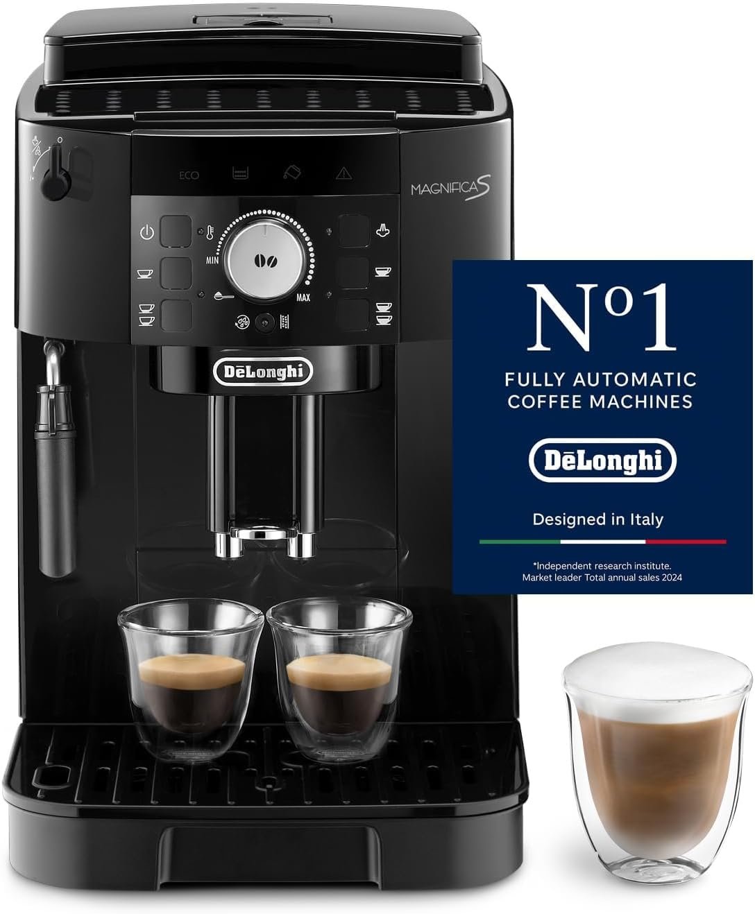 De’Longhi Magnifica S ECAM11.112.B Kaffeevollautomat | Milchaufschäumer | Mahlwerk | 3 Getränke | Schwarz