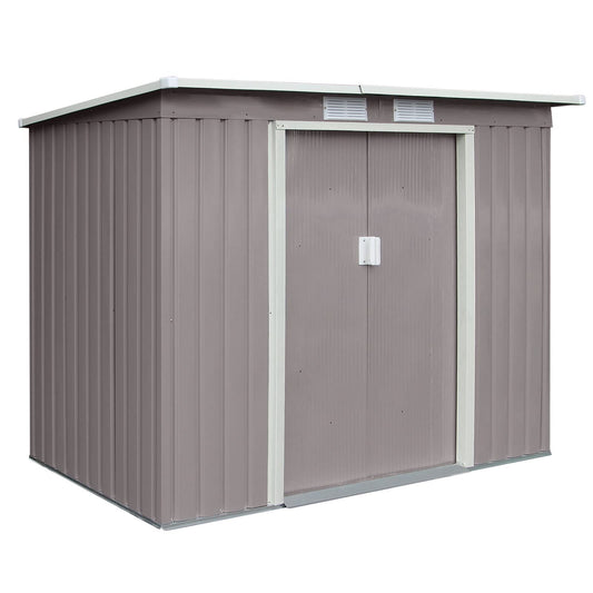 HATTORO P100 Metall Gerätehaus 213×130×173cm Geräteschuppen Schuppen Gartenhaus Outdoor (Hellgrau)