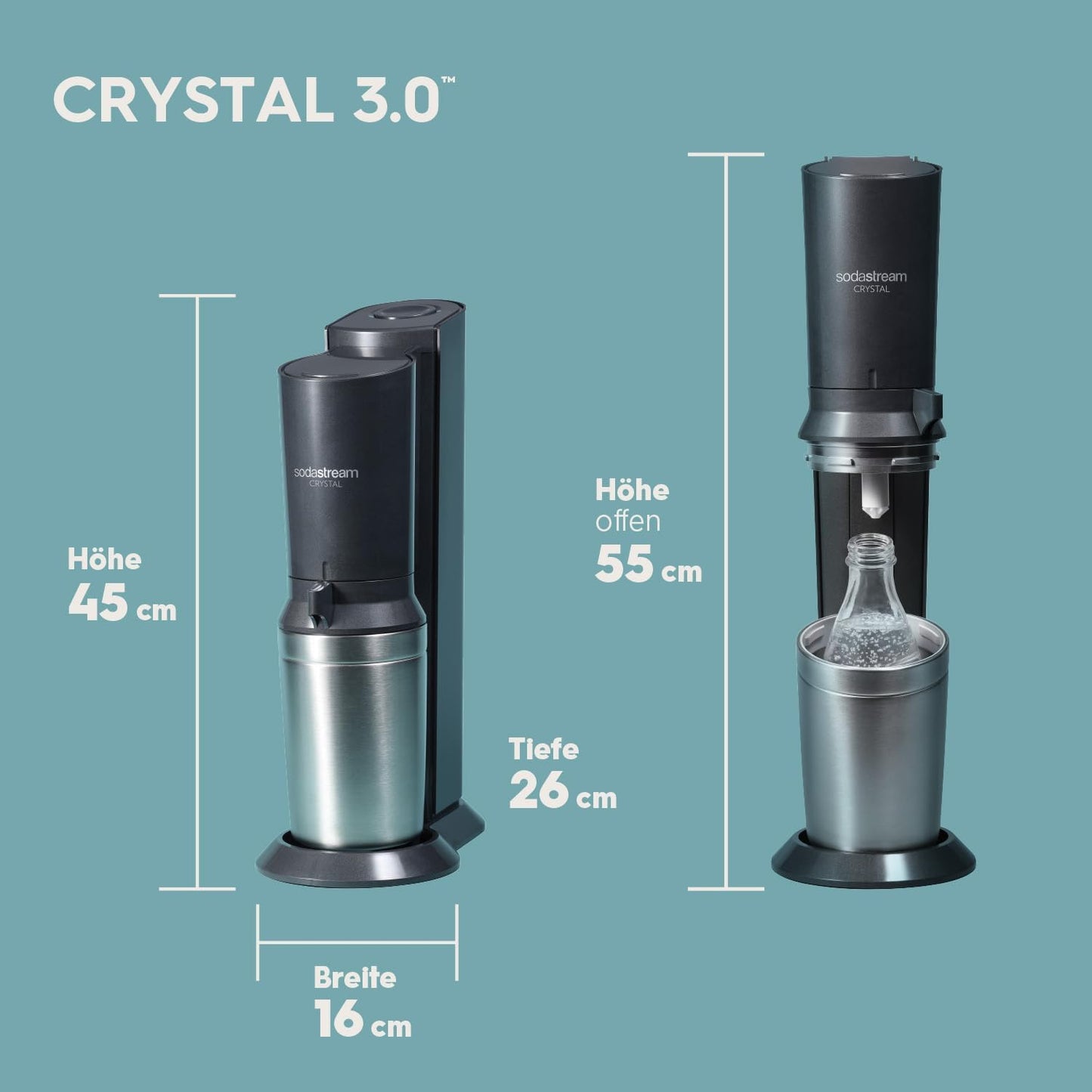 Sodastream Crystal 3.0 Wassercarbonator – Elegantes Design, Gläser inklusive, Umweltfreundlich
