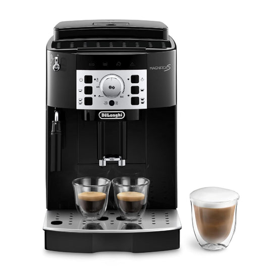De’Longhi Magnifica S - Perfetto Kaffeevollautomat mit klassischem Milchaufschäumer, Espresso- und Cappuccino Kaffeemaschine, Bedienfeld mit Tasten, Schwarz (ECAM11.112.B)