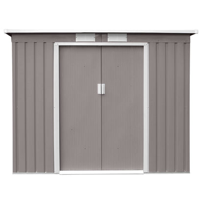 HATTORO P100 Metall Gerätehaus 213×130×173cm Geräteschuppen Schuppen Gartenhaus Outdoor (Hellgrau)