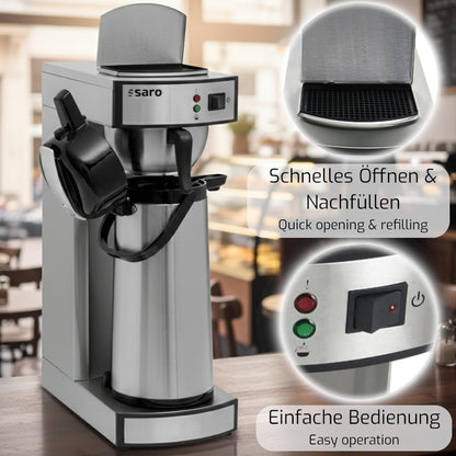 Saro 317-2085 Gastro-Kaffeemaschine mit Thermosflasche | 2,2 L | Edelstahl | ca. 10 Tassen