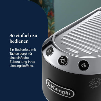 De’Longhi Dedica Style EC685.BK Siebträgermaschine | 15 cm | Milchdüse | Thermoblock | 15 Bar | Schwarz