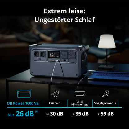 DJI Power 1000 V2 Tragbare Powerstation 1024Wh, 2600W Power Station Solar, LiFePO4 Akku, Kompakte Größe, Schnellladung in 37 Min. von 0% auf 80%, Elektrischer Generator für Camping/Zuhause/Wohnmobile