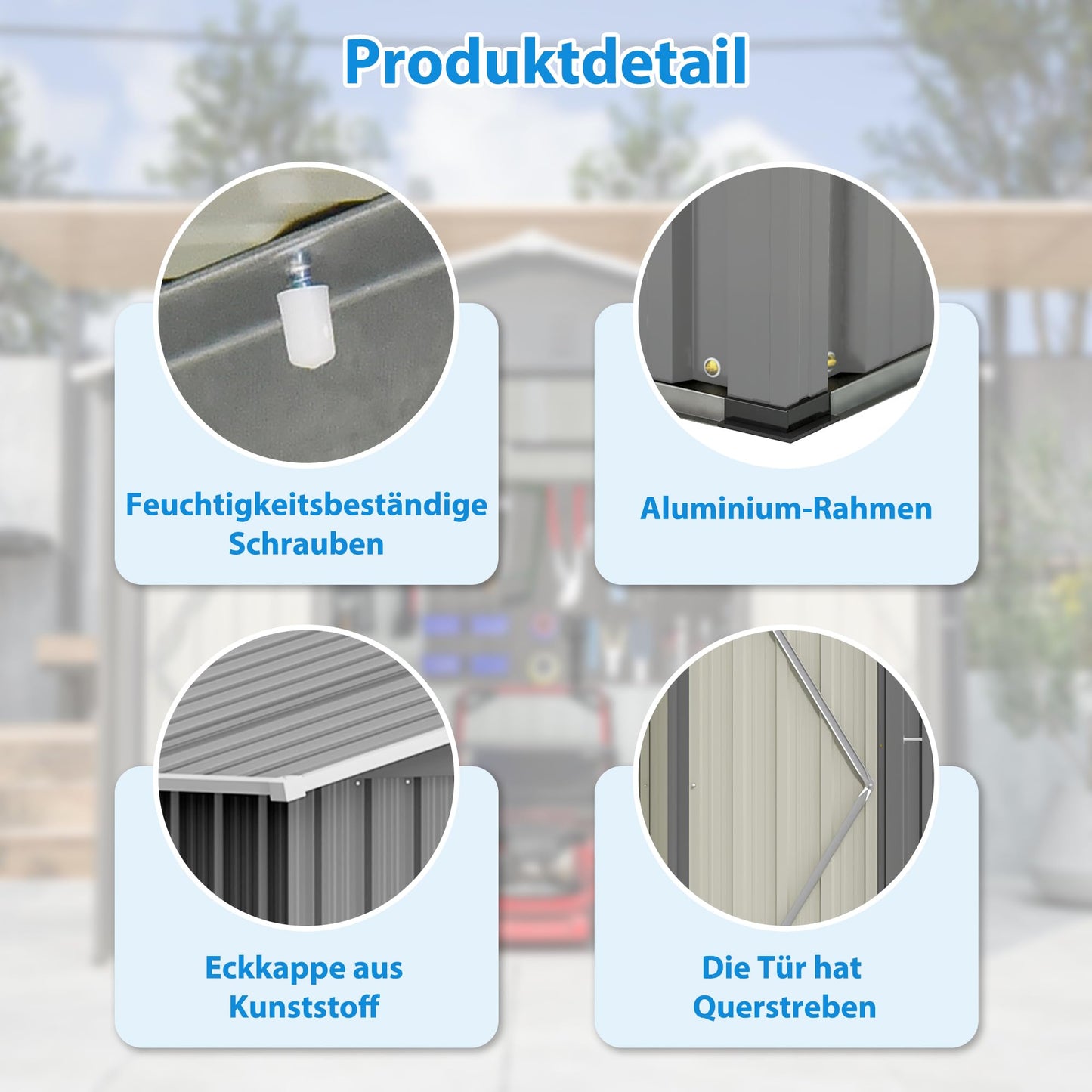 Thanaddo Metall Gerätehaus 9m³ Gerätehaus mit Pultdach,Gartenhaus Geräteschuppen Garten Schuppen Inkl. Metallfundament (ohne Boden), Geräteschrank für Garten,Grau