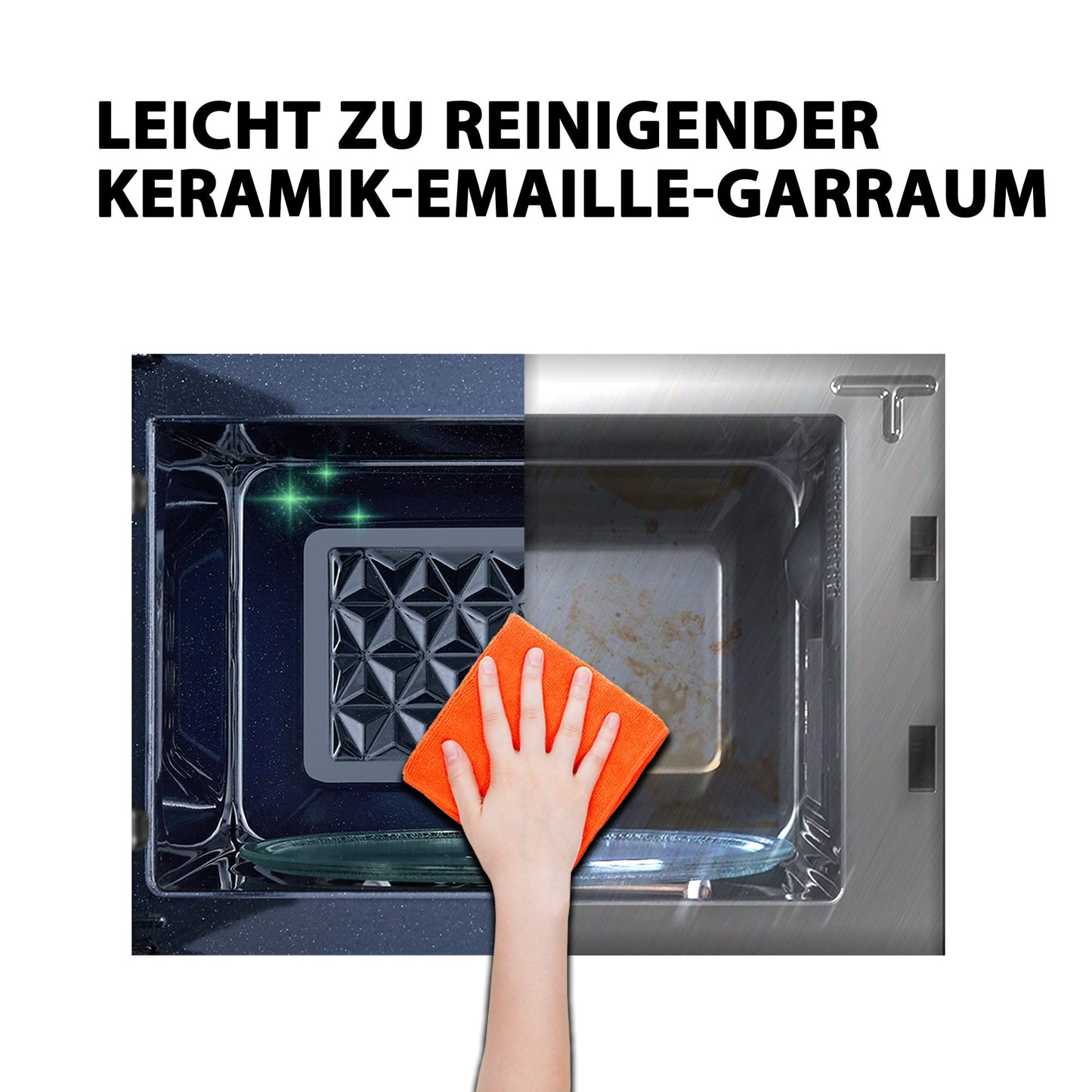 Toshiba MV-AM20T(BK) Mikrowelle/Solo-Mikrowelle/ 20 L/ 800 W/ 5 Leistungsstufen/ 12 Automatikprogramme/Emaille Innenraum/einfach zu reinigen/Auftaufunktion/Glasdrehteller (24,5 cm) /Schwarz