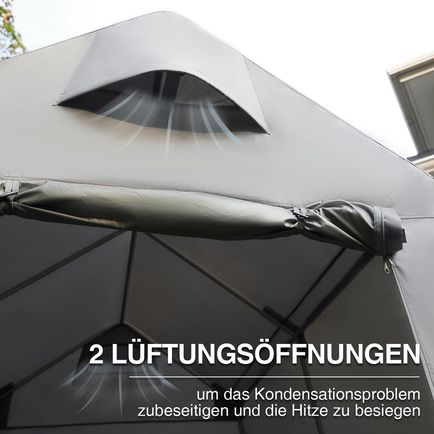 EVER ADVANCED Gerätehaus 9.8m³ Gerätezelt 190x230x225cm, 3000MM Wasserdichtes Geräteschuppen mit 2 Belüftungsöffnungen, Fahradgarage Fahrradschuppen Aufbewahrungsgarage Allzwecküberdachung, Grau