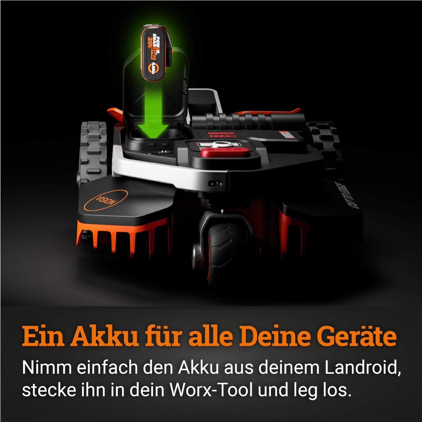 WORX Landroid Vision M600 WR206E.1 - Mähroboter ohne Begrenzungskabel für Gärten bis 600m², AI Rasenmäher Roboter (WLAN & Bluetooth, aktive Hindernisvermeidung mit KI-Technologie, Igelschutz)