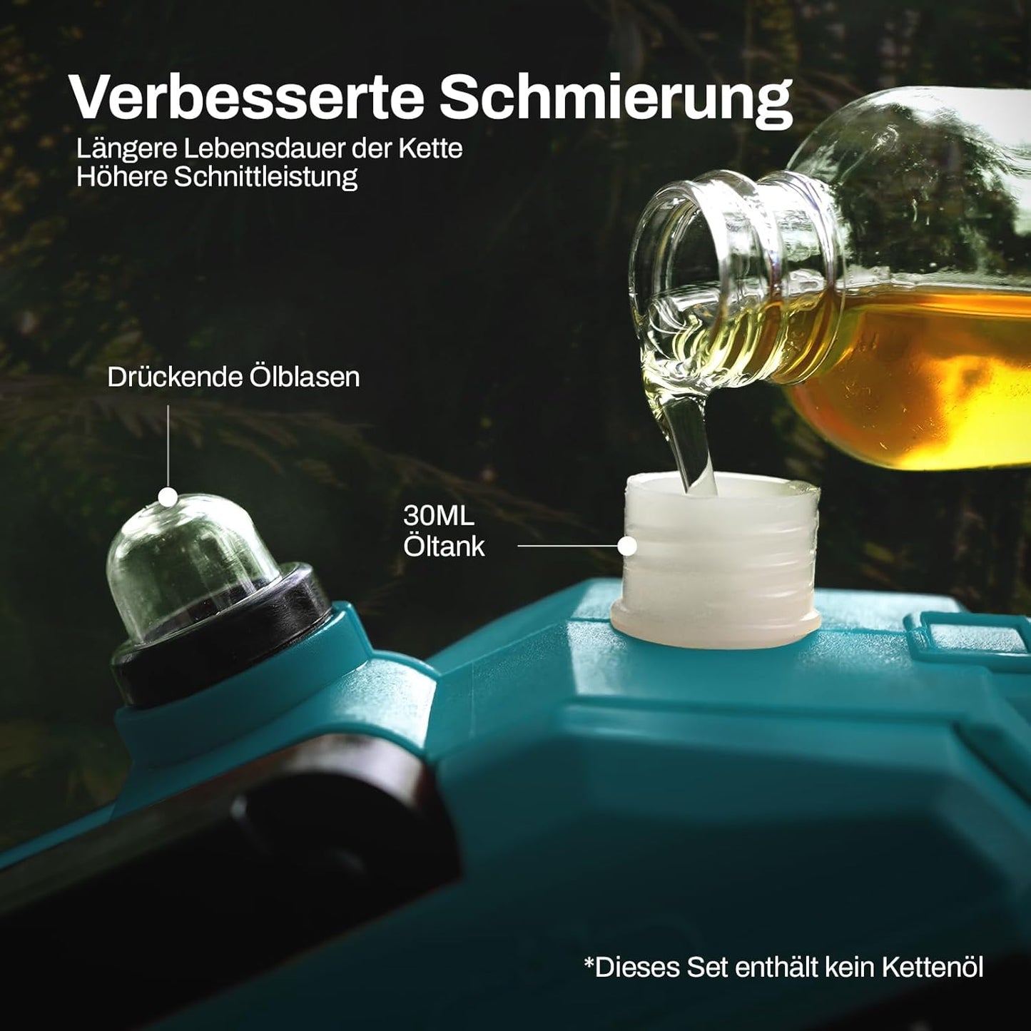 KIESBOHR CS001 Mini‑Akku‑Kettensäge (18 V, bürstenlos) — 20 cm Schwert, kompatibel mit Makita‑18V