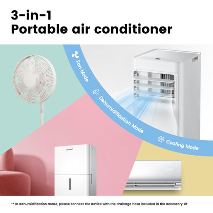 Comfee Mobiles Klimagerät Breezy Cool Pro 2.0,7000 BTU 2,0kW, Kühlen&Ventilieren&Entfeuchten,APP-Steuerung,Raumgröße bis 68m³(25㎡)，Mobile Klimaanlage mit Abluftschlauch,