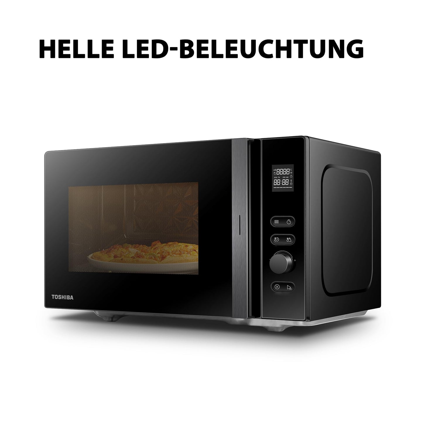 Toshiba MV-AM20T(BK) Mikrowelle/Solo-Mikrowelle/ 20 L/ 800 W/ 5 Leistungsstufen/ 12 Automatikprogramme/Emaille Innenraum/einfach zu reinigen/Auftaufunktion/Glasdrehteller (24,5 cm) /Schwarz