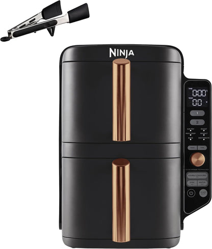 Ninja Double Stack Heißluftfritteuse – 9,5 L, Schwarz/Copper (2‑Schubladen, 6 Programme)