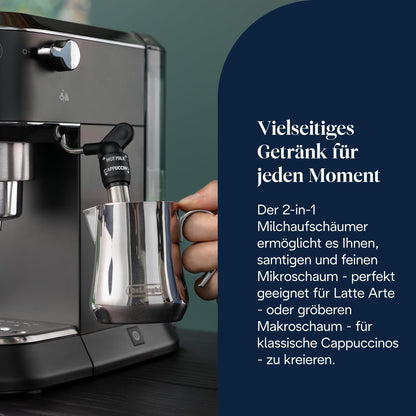 De’Longhi Dedica Style EC685.BK Siebträgermaschine | 15 cm | Milchdüse | Thermoblock | 15 Bar | Schwarz