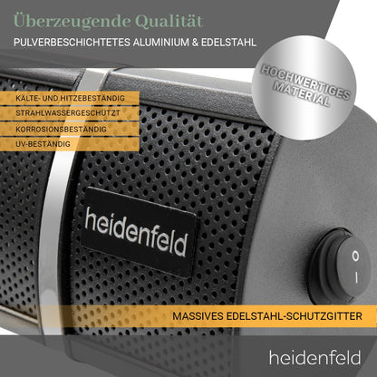 Heidenfeld Infrarot Heizstrahler IH110 | 𝟑 𝐉𝐀𝐇𝐑𝐄 𝐆𝐀𝐑𝐀𝐍𝐓𝐈𝐄 - 3000 Watt - Fernbedienung - Infrarotheizung - Elektroheizung - Infrarotstrahler - Terrassenheizer - Terrassenstrahler