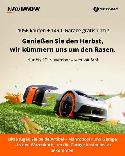 Navimow i105E Mähroboter ohne Begrenzungskabel, Empf. 500 m², Max. 600 m², RTK+Vision Rasenmäher Roboter Testsieger, Igelschutz Rasenroboter, KI Auto Kartierung