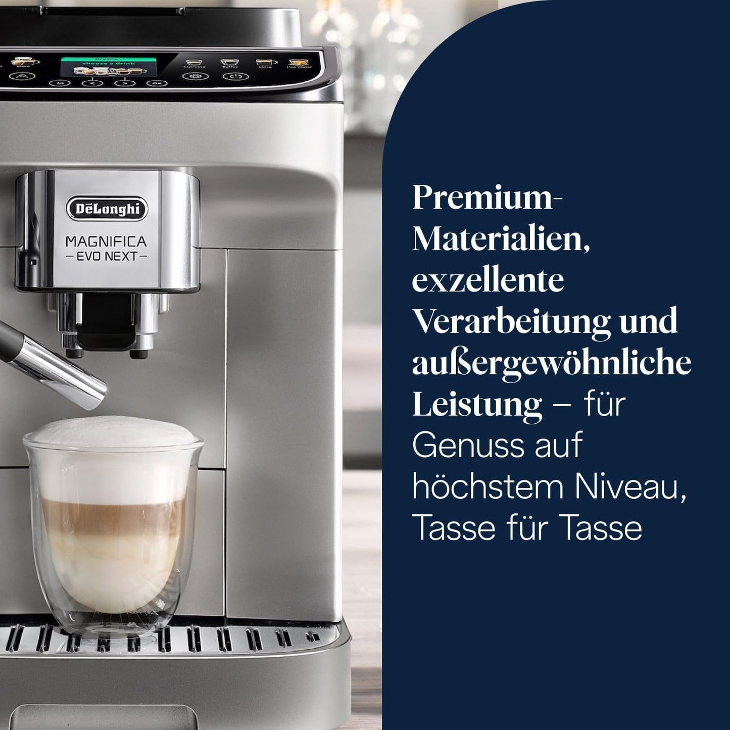 De’Longhi Magnifica Evo Next ECAM312.80.SB Kaffeevollautomat | LatteCrema | 13 Getränke | Touch-Display | Titan