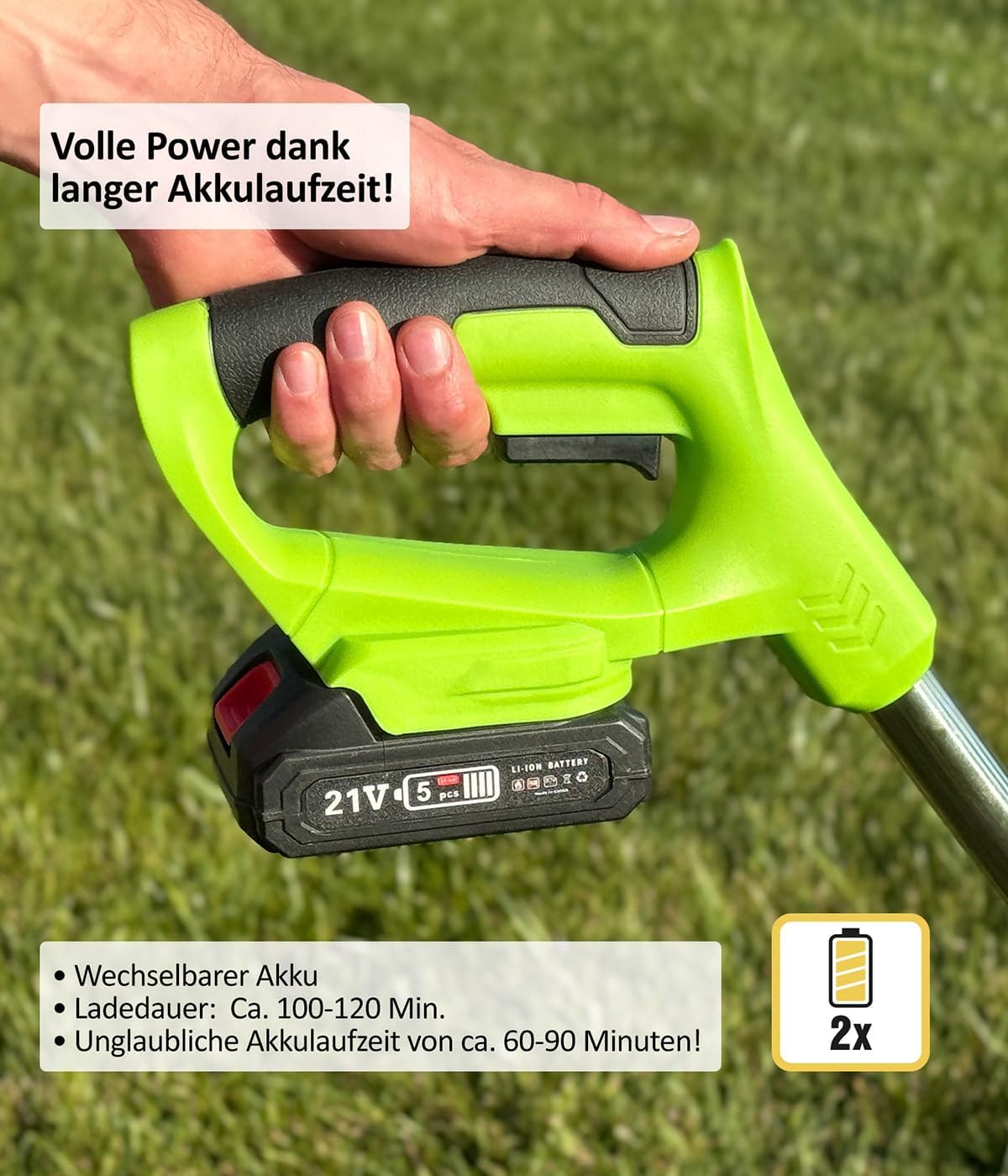 Genius 8-in-1 Gartengerät – Vielseitiges Akku-Tool für Rasen, Hecken und Bäume