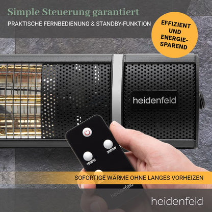 Heidenfeld Infrarot Heizstrahler IH110 | 𝟑 𝐉𝐀𝐇𝐑𝐄 𝐆𝐀𝐑𝐀𝐍𝐓𝐈𝐄 - 3000 Watt - Fernbedienung - Infrarotheizung - Elektroheizung - Infrarotstrahler - Terrassenheizer - Terrassenstrahler