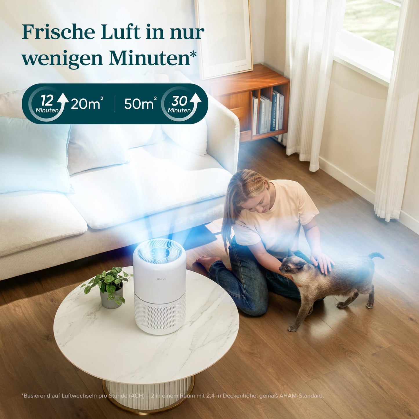 LEVOIT Luftreiniger mit HEPA Luftfilter gegen 99,97 Prozent Schimmel Staub Pollen Tierhaare, Luftqualitäts-Feedback und Auto-Modus, CADR 240m³/h für Raucherzimmer, Air Purifier 22dB Schlafmodus Timer