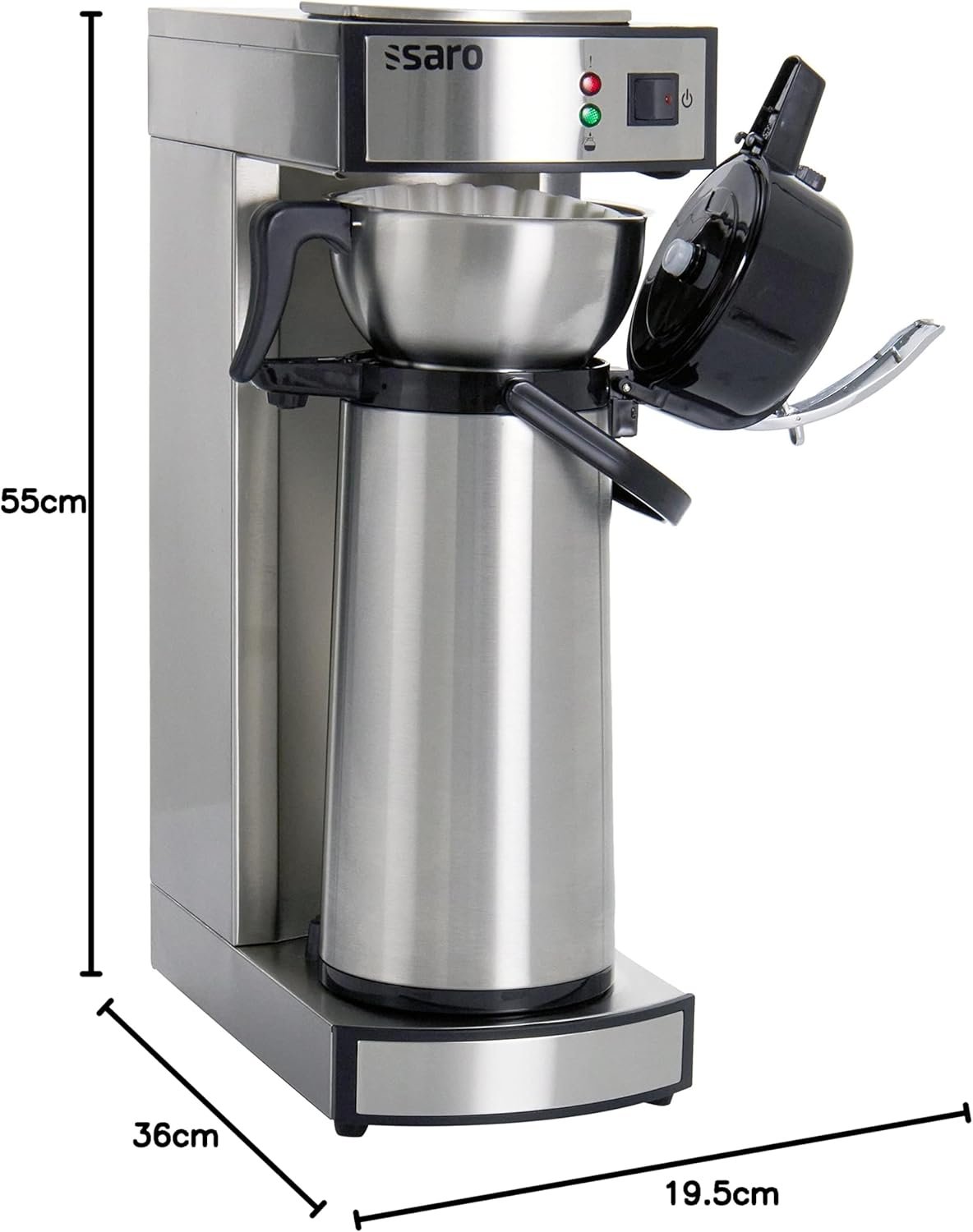 Saro 317-2085 Gastro-Kaffeemaschine mit Thermosflasche | 2,2 L | Edelstahl | ca. 10 Tassen