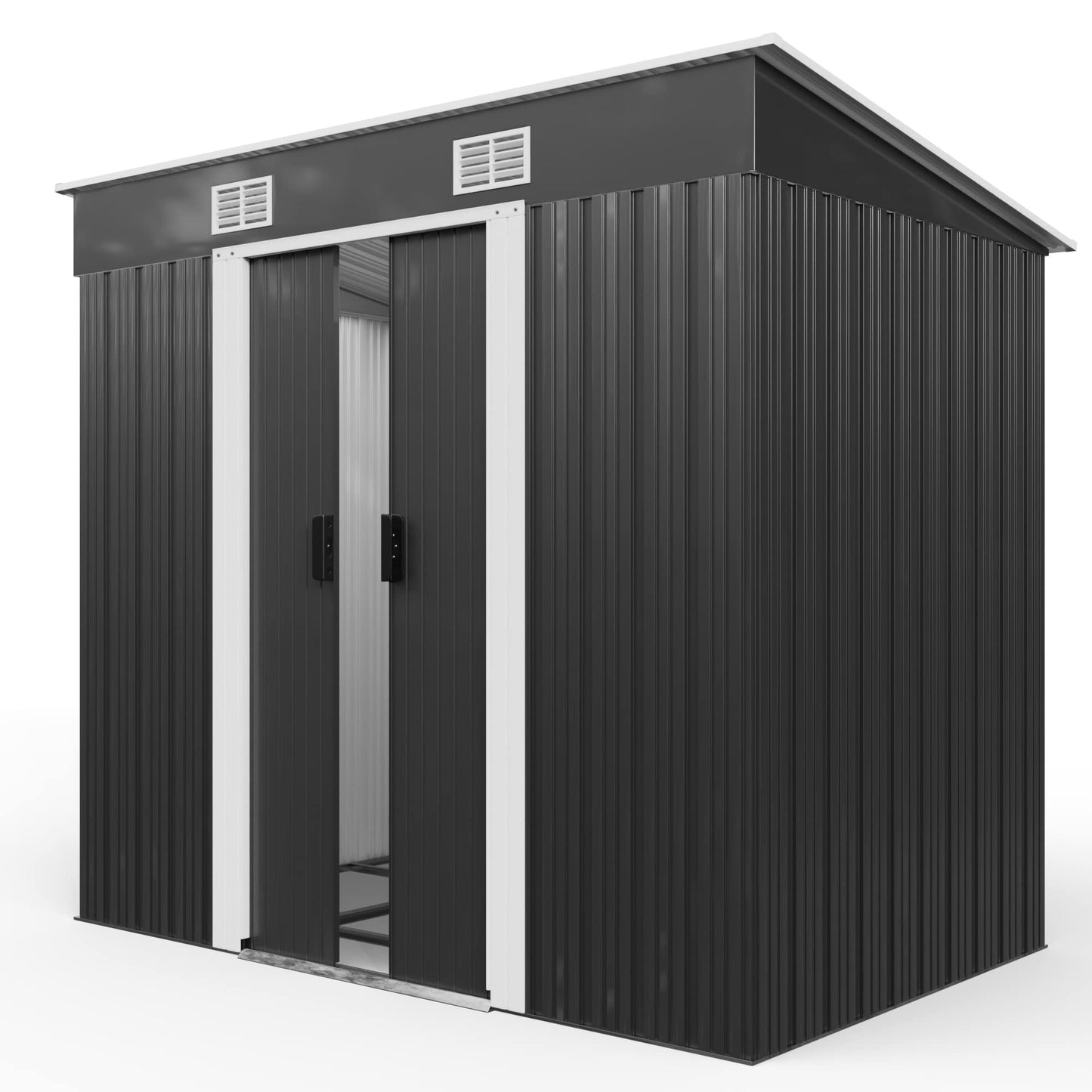 GARDEBRUK® L Metall Gerätehaus 2m² mit Fundament 200x125x185cm Schiebetür Anthrazit Geräteschuppen Gartenhaus 4m³