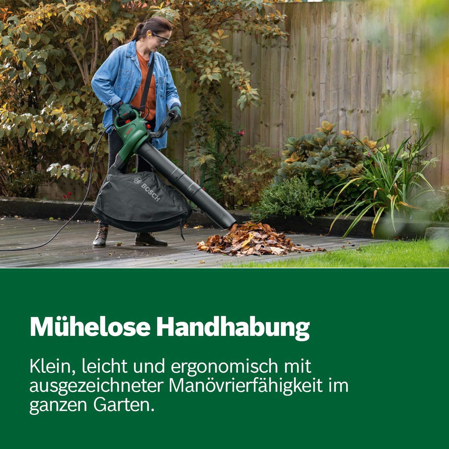 Bosch elektrischer Laubsauger/Laubbläser UniversalGardenTidy 3000 (3000 W, Fangsack 50 l, stufenlose Drehzahleinstellung, zum Blasen, Saugen und Häckseln von Laub, in Kartonverpackung)