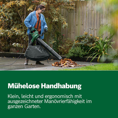 Bosch elektrischer Laubsauger/Laubbläser UniversalGardenTidy 3000 (3000 W, Fangsack 50 l, stufenlose Drehzahleinstellung, zum Blasen, Saugen und Häckseln von Laub, in Kartonverpackung)