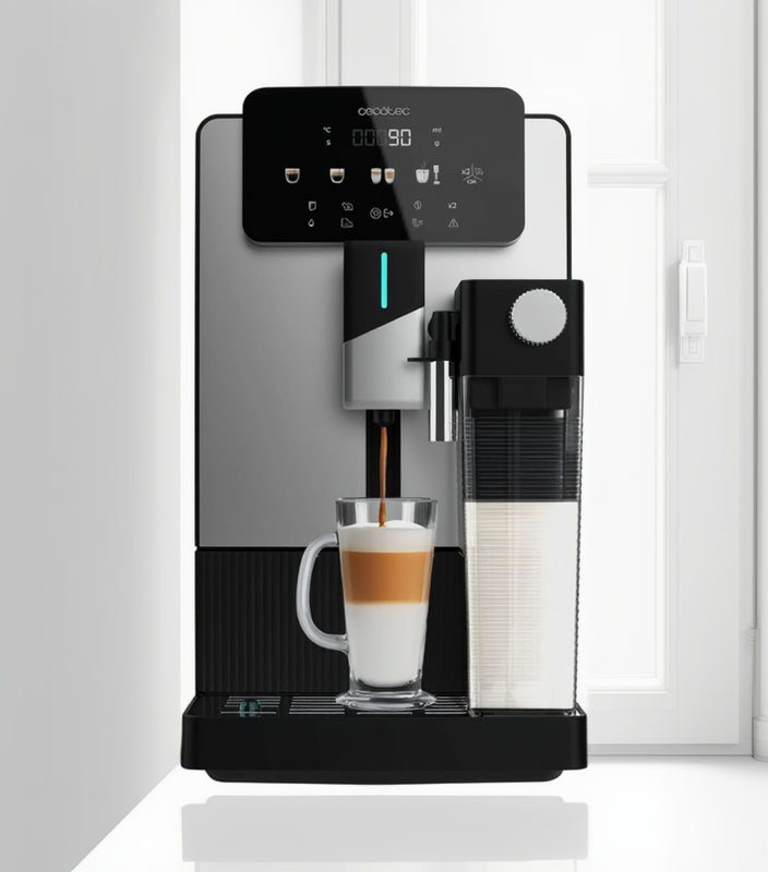 Cecotec Cremmaet Latte Kaffeevollautomat | 19 Bar | Kegelmahlwerk | 6 Getränke | Milchbehälter | Schwarz