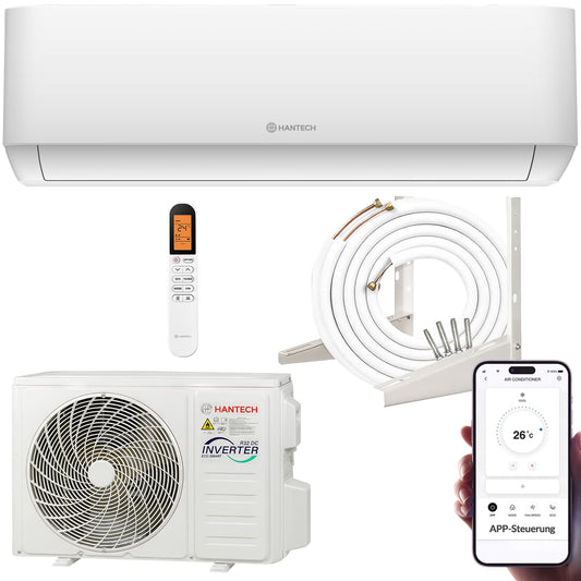 Split Klimaanlage 12000 BTU (bis 45m²) HANTECH H-PRO Heiz-&Kühlfunktion, Luftfilter, WIFI, Montagematerial weiß