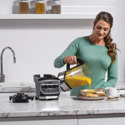 Ninja Foodi Mixer & Suppenbereiter, 10 Auto-iQ-Programme, 1,7L Glaskrug, heißer & kalter Mixer, integriertes Heizelement, Stampfer, Reinigungsprogramm & Bürste, 1000W, Schwarz HB150EU